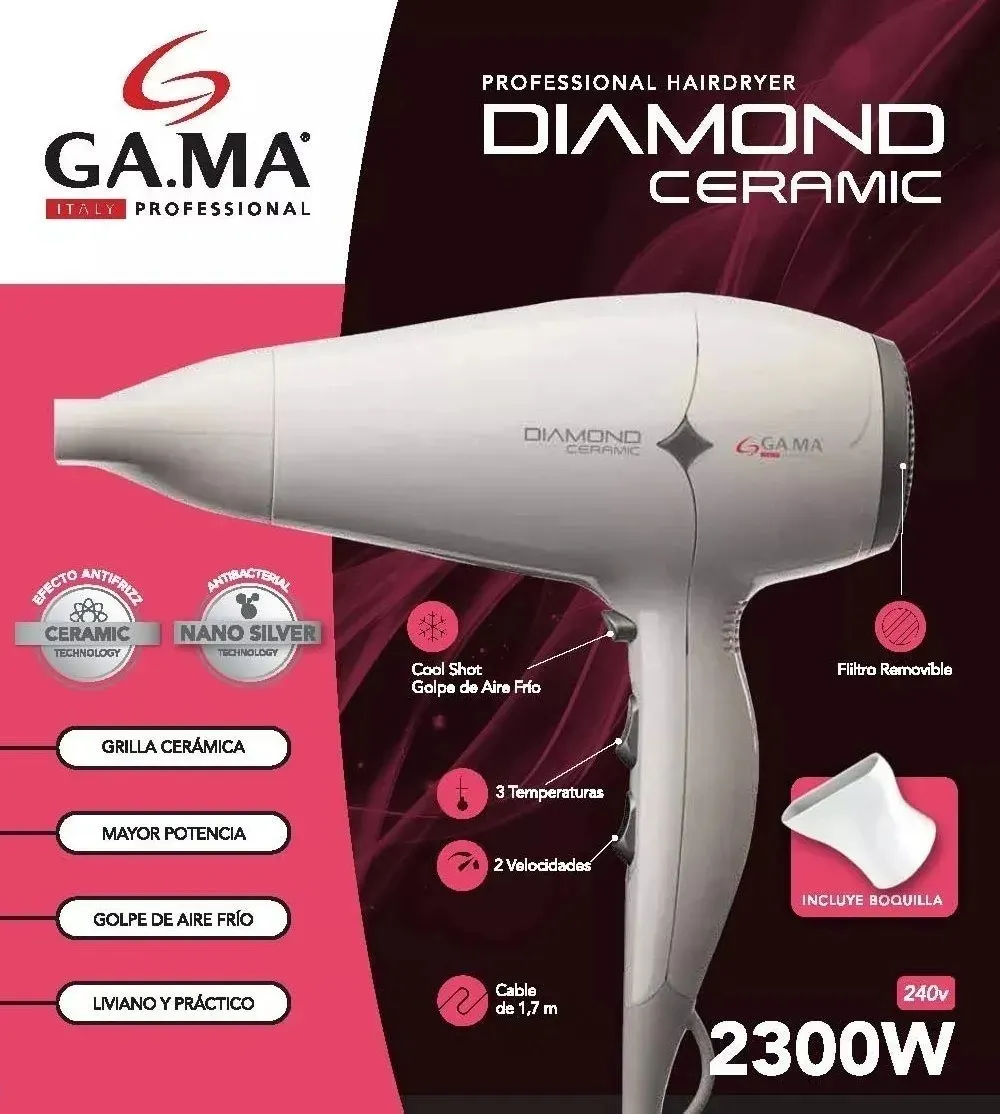 Secador de pelo GA.MA Italy Diamond Ceramic blanco